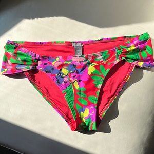 Red Floral Aerie Bikini Bottoms